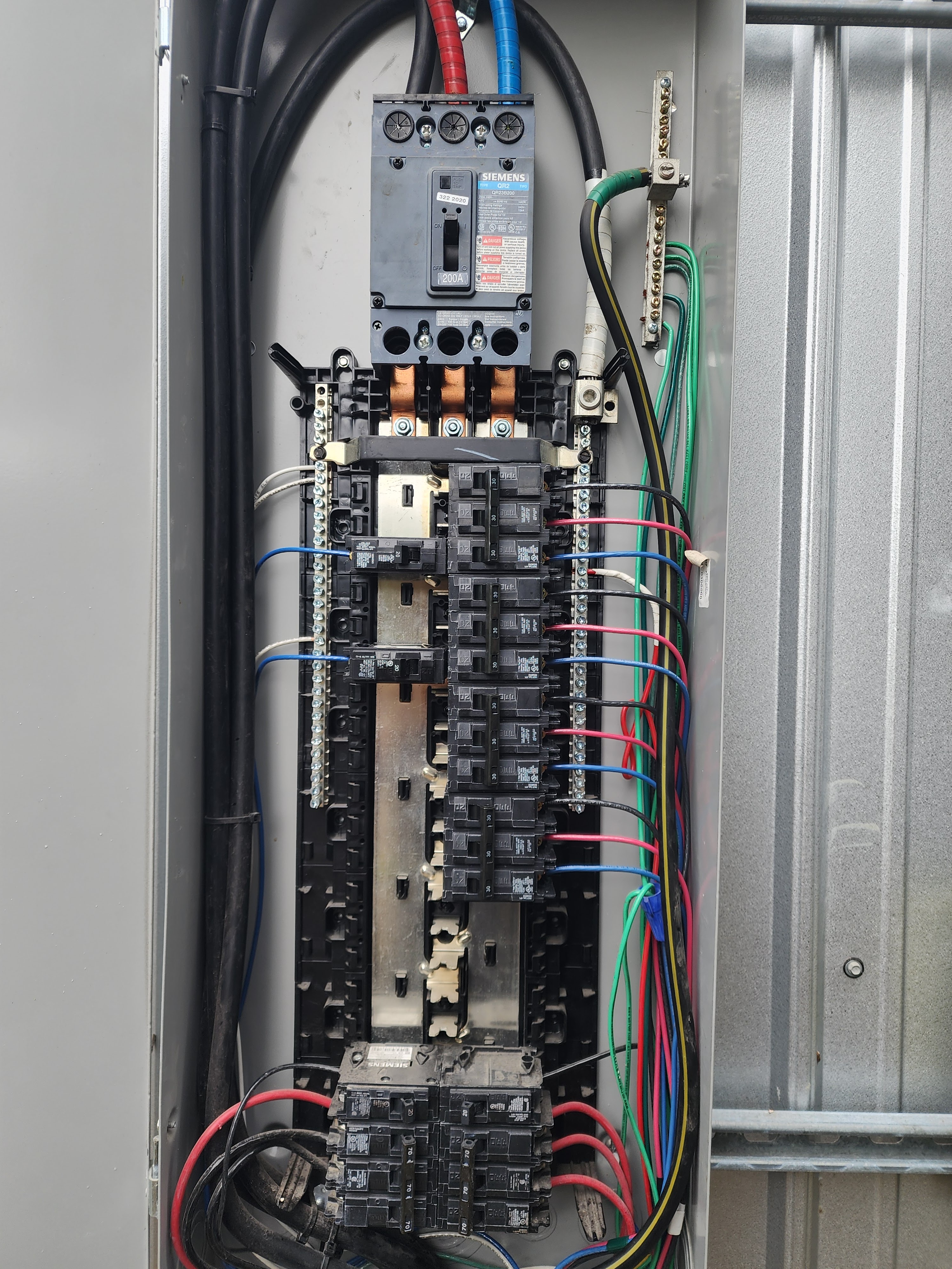 Commercial 200A electrical panel installation